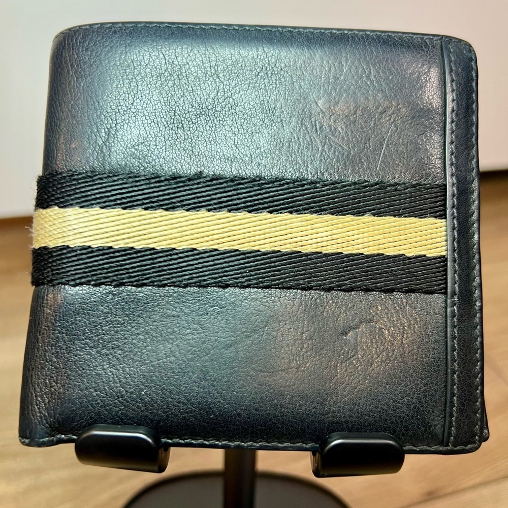 BALLY Tollen Black Leather Bi-fold Wallet - EUC